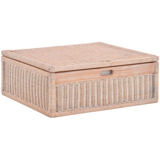 Krines Home Aufbewahrungskorb Großer Unterbett Schub aus Rattan 64x58x25cm / Unterbettkommode, mit Deckel, Bett Kasten Korb Kleider Aufbewahrung Box