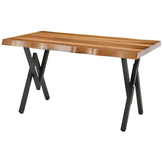 JV Möbel Gartentisch 140 x 80 x 78 cm Braun/Weiß