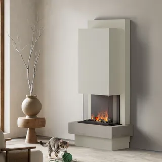 muenkel design Milano [moderner Design Elektrokamin Opti-myst]: Concrete (Betonoptik) - weiß