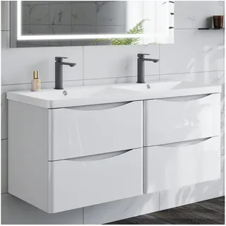 duschspa Waschtisch Waschbecken mit Unterschrank Waschtischunterschrank Smiley, Badmöbel in Breite 50/60/80/90/100 cm weiß 122 cm x 58 cm x 47 cm