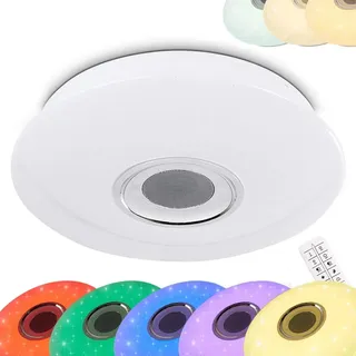 HOFSTEIN LED Deckenleuchte Hemlo inkl. RGB Farbwechsler und Bluetooth Lautsprecher