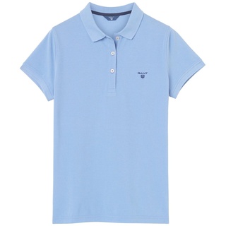 GANT Damen Poloshirt - MD. Summer Pique, Halbarm, Knopfleiste, Logo, einfarbig Blau (Gentle Blue) S