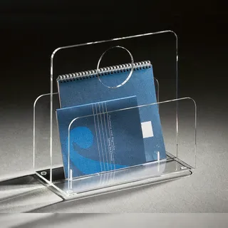 Hochwertige Acryl-Glas Zeitungstasche, Zeitungsständer, klar, 33 x 18 cm, H 31 cm, Acryl-Glas-Stärke 5 / 8 mm