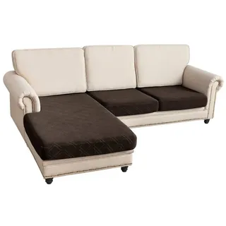 Sunicol Sofabezug L Form, Jacquard Ecksofa Sitzkissenbezug, Stretch Couch Sofahusse, Sofa Überzug, Hochelastischer, Universal Couchbezug Für 1/2/3/4 Sitzer braun