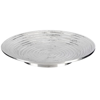 Kerzenteller Spiral Design Messing vernickelt Silber für bis Ø 14 cm Kerzen