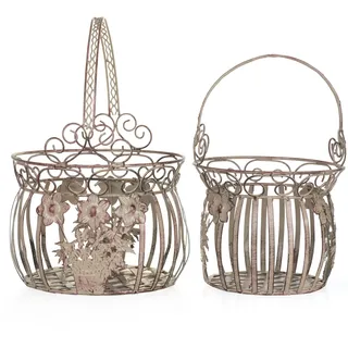 Moritz 2er Set Pflanzkörbe Metall rose Indoor Outdoor Pflanztopf für Garten Terasse zum Hängen Korb Pflanzgefäß