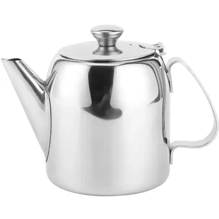 Nikou Teekanne Edelstahl, Kleine Teekanne 500 ml, Kaffeekanne Teekocher Wasserkocher Kalt Wasserkanne Teekessel Teapot Silber Kurz Auslauf, Kaltwasser Kessel für Hotel, Restaurant