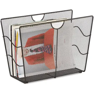 Relaxdays Zeitungsständer Mesh, Schwarz