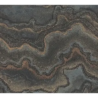 AS Creation Stories of Life Vliestapete Marmoroptik Metallic-Effekt  (Schwarz-Gold, Steinoptik, 10,05 x 0,53 m)