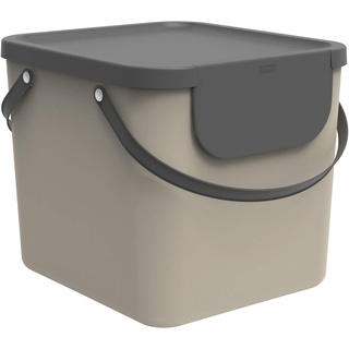 Rotho Albula Mülltrennungssystem 40l für die Küche, Kunststoff (PP), beige/anthrazit