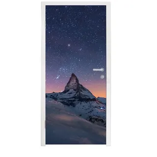 MuchoWow Türtapete Alpen - Sternenhimmel - Schnee, Matt, bedruckt, (1 St), Türfolie Selbstklebend, Türtapete, Türdeko Poster, 95x235 cm bunt 95 m x 235 m