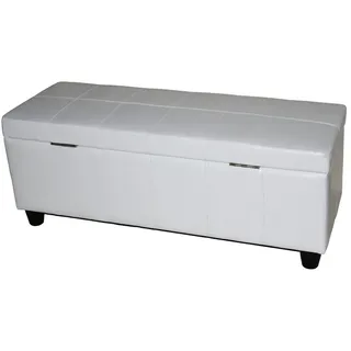 Mendler Aufbewahrungs-Truhe Sitzbank Kriens, Leder + Kunstleder, 112x45x45cm MVG-zertifiziert - weiß