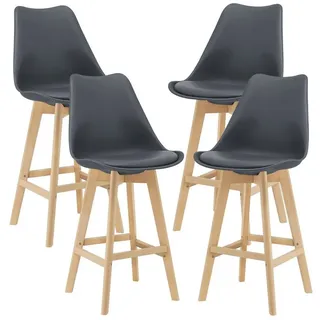 [en.casa] Barhocker Lublin 4er Set gepolstert Grau