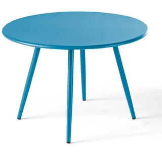 Oviala Business Runder Terrassen-Couchtisch aus Metall pacificblau 40 cm