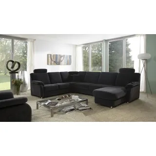 Wohnlandschaft Ecksofa Eckcouch U-Sofa Tavira Microfaser anthrazit mit Federkern