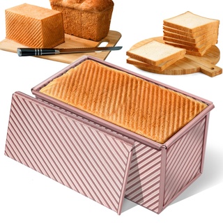 PuretéavHom Brotbackformen Brot Toast Brotbackform 550G Teig Brotbackform mit Deckel Kastenform Brot Backen Roségold Toastbrot Backform Antihaft für Laibe Kuchen Gebäck (20,8x12x11cm)
