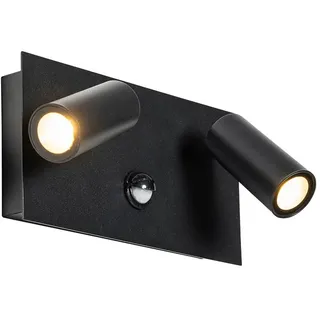 QAZQA Außenwandleuchte Stahl schwarz inkl. LED 2-Licht Bewegungsmelder