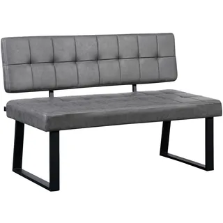 B&D home Sitzbank Sigfrid - Eckbank Esszimmer Mit Lehne, Sitzbank Flur, Pflegeleichter Bezug in Leder Optik in Dunkel Grau, Kaltschaum-Polsterung, Für Esszimmer, Küche & Flur, 140 cm