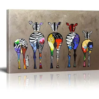 Leinwandgemälde, Zebraherde, Bunte Hinterteile, Street Art, Graffiti, Leinwandkunst, Dekordruck Auf Leinwand, Gemälde, Modernes Wohnzimmer, Wanddekoration, Ohne Rahmen, 40 X 50 Cm – Rapanda