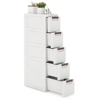 KOMFOTTEU Sideboard, Nischenschrank schmal, Badschrank mit Schubladen & Rollen weiß