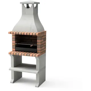 MAESTRO FERRETERO MF - Gartenkamin Ragusa für Holz & Kohle (Grau/Terrakotta - 76x58x207 cm) REF: M00893 - Für den Außenbereich.