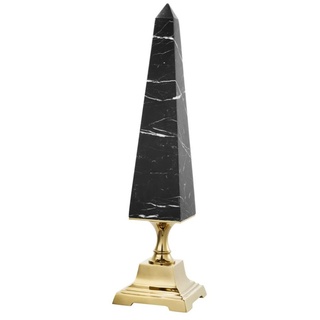 Casa Padrino Obelisk Gold / Schwarz 12,5 x 12,5 x H. 49,5 cm - Luxus Wohnzimmer Dekoration