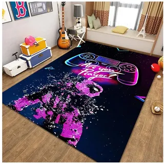 LuxusKollektion Kinderteppich Teppich Rutschfest Gamer 120x160cm Controller für Spielkonsolen 2 bunt