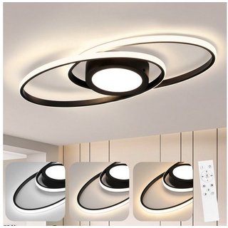 ZMH LED Deckenleuchte Deckenlampe Dimmbar Modern 48W mit Fernbedienung Flur, NachtlichtTiming, 3000-6500k, Augenschutz schwarz