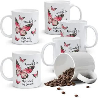 Alphynix 1 weiße Tasse 33cl mit "Ein schöner Tag" Spruch und Schmetterlingsdesign, perfektes beste Freundin Geschenk für Geburtstag oder Freundschaftstag,Geschenk zum valentinstag, geschenk zum geburtstag