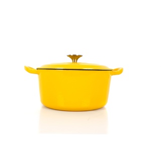 ECHTWERK Gusseisen Koch‐ Schmortopf mit Deckel (gelb)