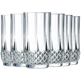 Cristal d'Arques Paris, Trinkgläser, Longchamp, 36 cl, 6er Set | Brillantes Kwarx-Glas, Wassergläser für Saft, Cola und Longdrinks, spülmaschinenfest, dauerhafter Glanz, stoßfest im Alltag