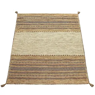 Paco Home Designer Teppich Webteppich Kelim Handgewebt 100% Baumwolle Modern Gemustert Beige, cm