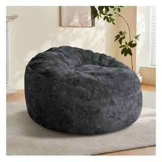 BBWL Sitzsack mit Rückenlehne Flanell Loungesessel für Wohnzimmer Schlafzimmer, Sitzsack Sessel Hochlehner ergonomisch XXL Bean Bag schwarz