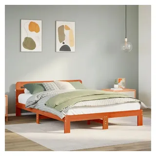 vidaXL Massivholzbett ohne Matratze Wachsbraun 140x200 cm Kiefernholz