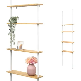 bremermann Teleskop-Eckregal,, Weiß, Metall, 70x290x18 cm, Badezimmer, Badezimmerregale, Badregale