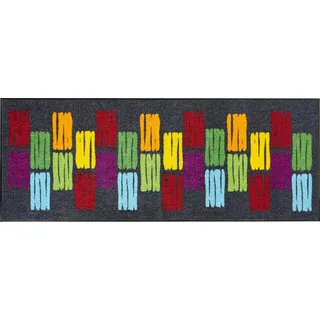 Erwin Müller Fußmatte, Schmutzfangmatte, Sauberlaufmatte Grafik bunt Größe 75x190 cm - langlebig, pflegeleicht, rutschfest, für Fußbodenheizung geeignet