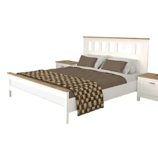 JV Möbel Doppelbett 160 x 200 cm Grau/Weiß