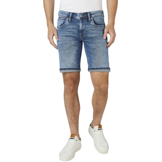 Pepe Jeans Herren Jeans Short HATCH Regular Fit Blau Gw8 Normaler Bund Reißverschluss W 40
