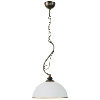 Licht-Erlebnisse Pendelleuchte DELMARE, ohne Leuchtmittel, Hängeleuchte Jugendstil E27 Metall Glas in Kupfer Weiß Hängelampe braun|bunt