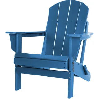 normani Original Adirondack Muskoka Stuhl - Klappbarer Gartenstuhl in Holzoptik - Gemütlicher Gartensessel aus stabilem, recyceltem und langlebigem HDPE - 150 Kg Traglast Blau 91 cm x 75 cm x 83 cm