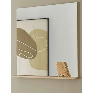 Furn.Design Garderobenspiegel Center (Wandspiegel in Eiche Dekor mit Ablage, 75 x 80 cm), rahmenlos