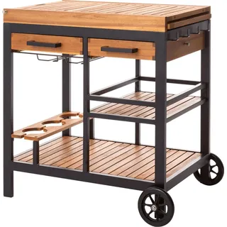 Dehner Servierwagen Liverpool, ca. B75/150/H82/T52 cm, schwarz natur