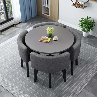 Generisch Runder Quadratischer Esstisch mit 4 Stühlen Küchentisch mit Stühlen Dining Table Set 4 Chairs für Essgruppe Küchen Besprechungstisch Essgruppe Küchentisch Klein Balkone,030,90cm/35.4in