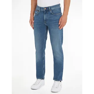 Straight-Jeans TOMMY HILFIGER "Denton" Gr. 33, Länge 30, blau (boston indigo) Herren Jeans Straight Fit aus Baumwoll-Denim mit Stretch