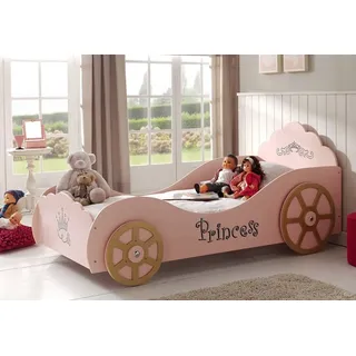Vipack Kinderbett Princess 90 x 200 cm MDF rosa lackiert mit Applikationen