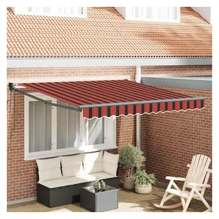 furnicato Markise Elektrische Terrassenmarkise 3,5 x 2,5 m in Orange und Braun UV-beständiger Sonnenschutz mit Fernbedienung und Handkurbel-Option braun|bunt 2.5 cm x 3.5 cm