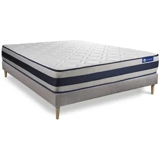 BETT Actiflex ergo Taschenfederkern und Memory-Schaum 140 x 220 cm h4 - Kit Bettgestell Grau