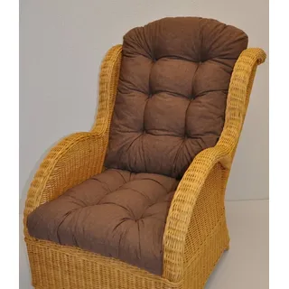 Rattani Sesselauflage Polster Kissen für Rattan Ohrensessel Rattansessel, Dunkelbraun braun