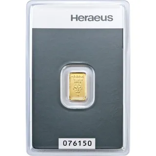 Heraeus Goldbarren 1g – 999.9 Feingold - Anlagegold | Geschenkverpackung inkl., Grußkarte inkl., Echtheitsgarantie inkl., Gold zum Verschenken