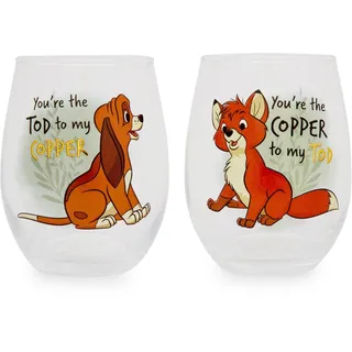 Disney The Fox and The Hound Weinglas in Tropfenform, ohne Stiel, 590 ml, 2 Stück